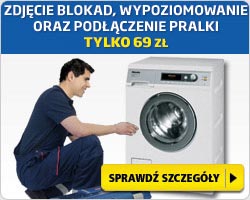 Zdjęcie blokad, podłączenie i wypoziomowanie pralki