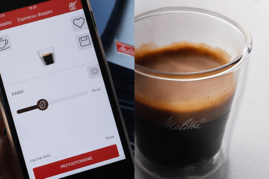 kawa espresso doppio z ekspresu Melitta Barista TS Smart Caffeo i aplikacja Melitta Connect