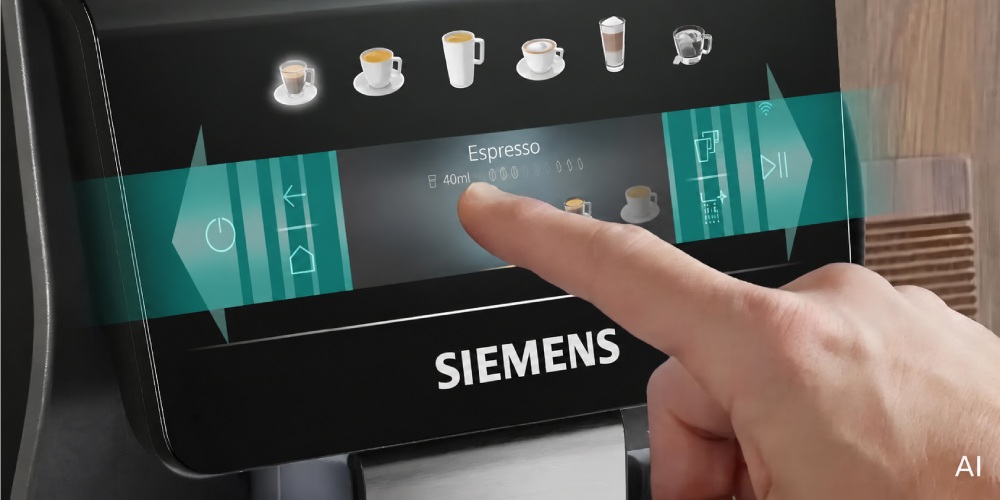 widok na panel sterowania ekspresu Siemens tp551e19
