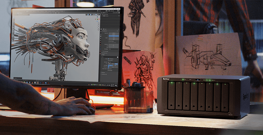 Stanowisko komputerowe z dyskiem NAS