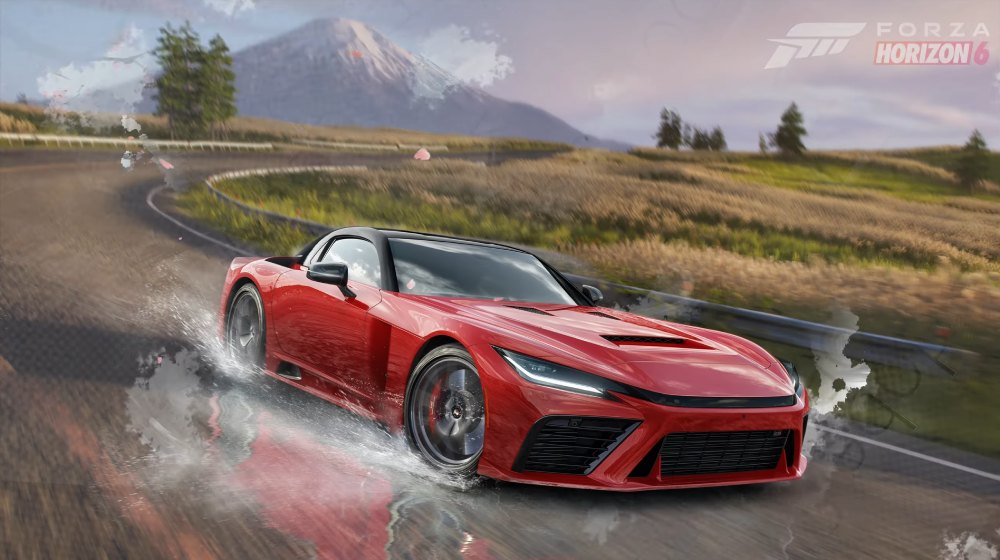 czerwony samoch&oacute;d Toyota GR GT Prototype na tle g&oacute;ry Fudżi