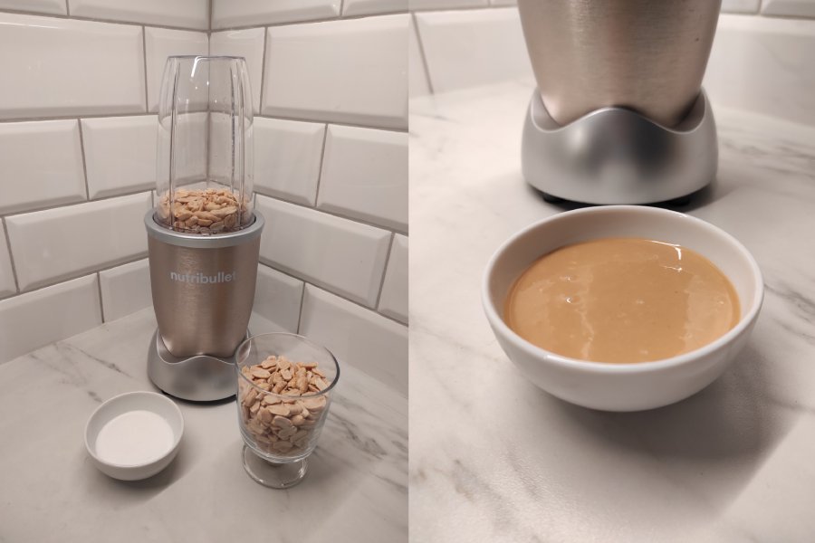 Orzechy stopniowo się rozdrabniały, zyskując konsystencję pasty – początkowo matowej i gęstej, następnie – wraz z kolejnymi cyklami blendowania – błyszczącej i płynnej.
