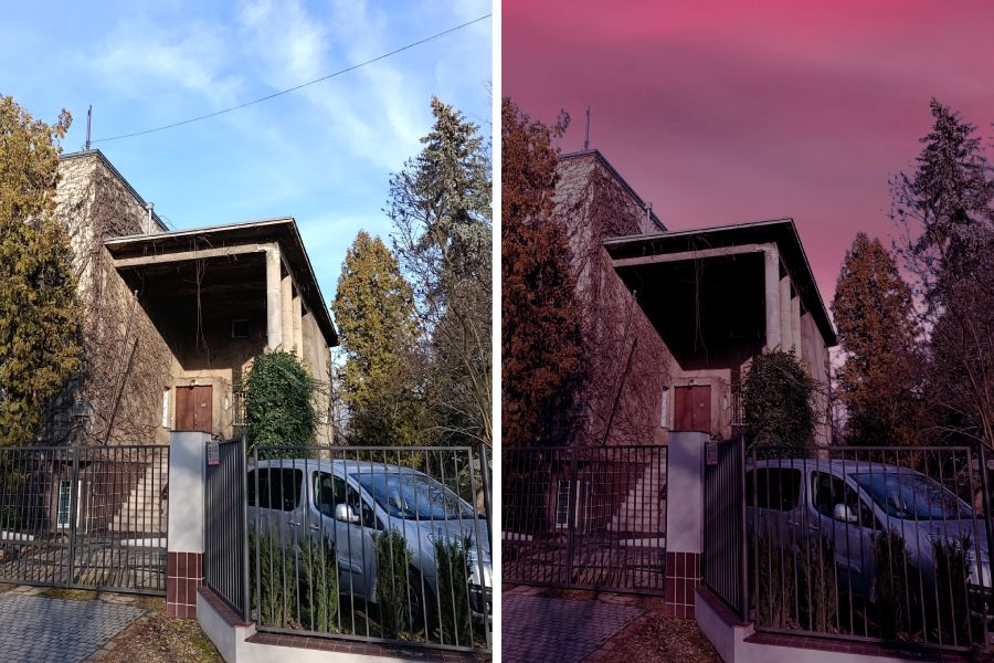 grafika porówująca oryginalne zdjęcie z edytowanym przez sztuczną inteligencję