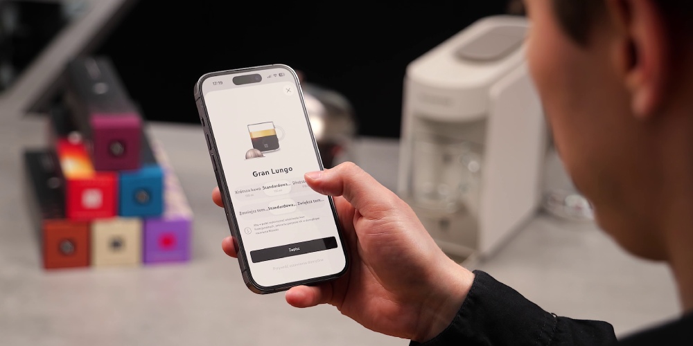 aplikacja mobilna Nespresso Smart zmiana rozmiaru i temperatury parzenia kawy