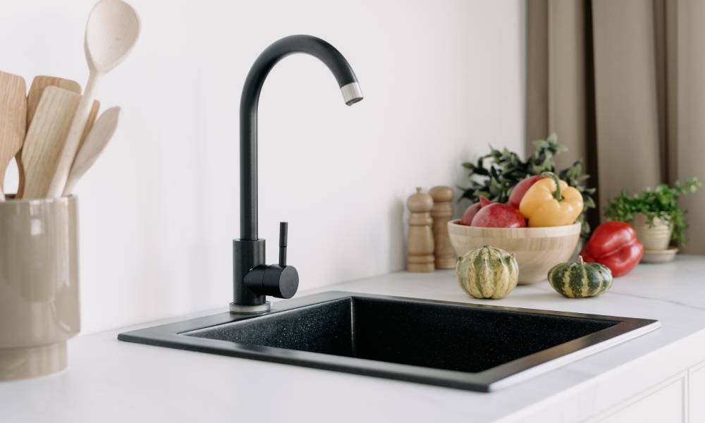 Zlewozmywak kuchenny granitowy, w kolorze czarnym
