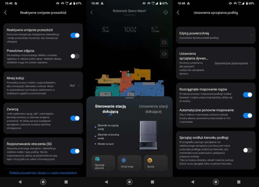 screenshot z aplikacji roborock qrevo maxv