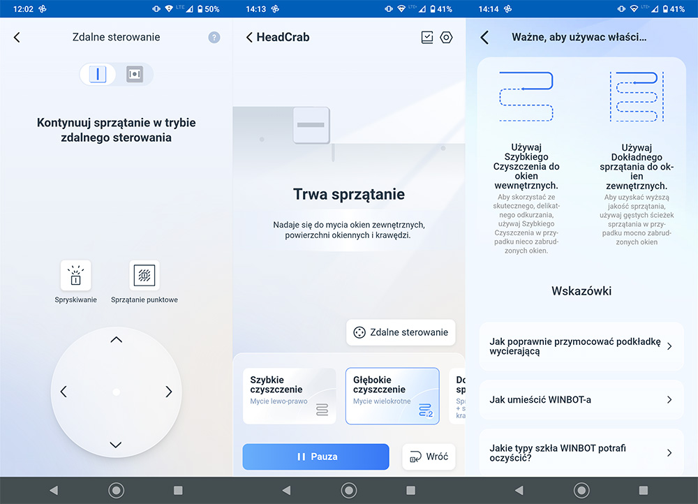 aplikacja ecovacs home w robocie do mycia okien winbot mini