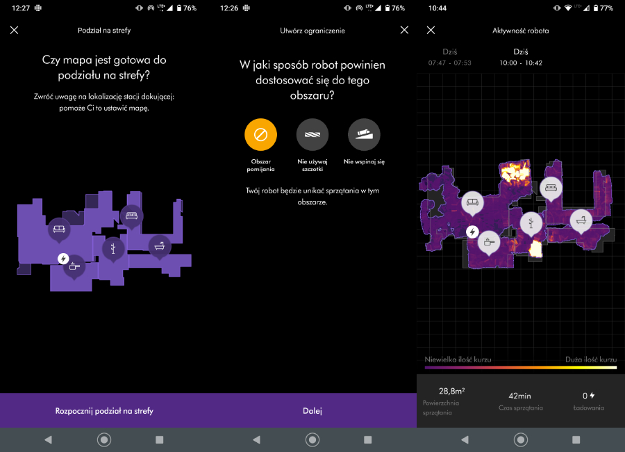 aplikacja my dyson wyznaczanie stref i mapowanie