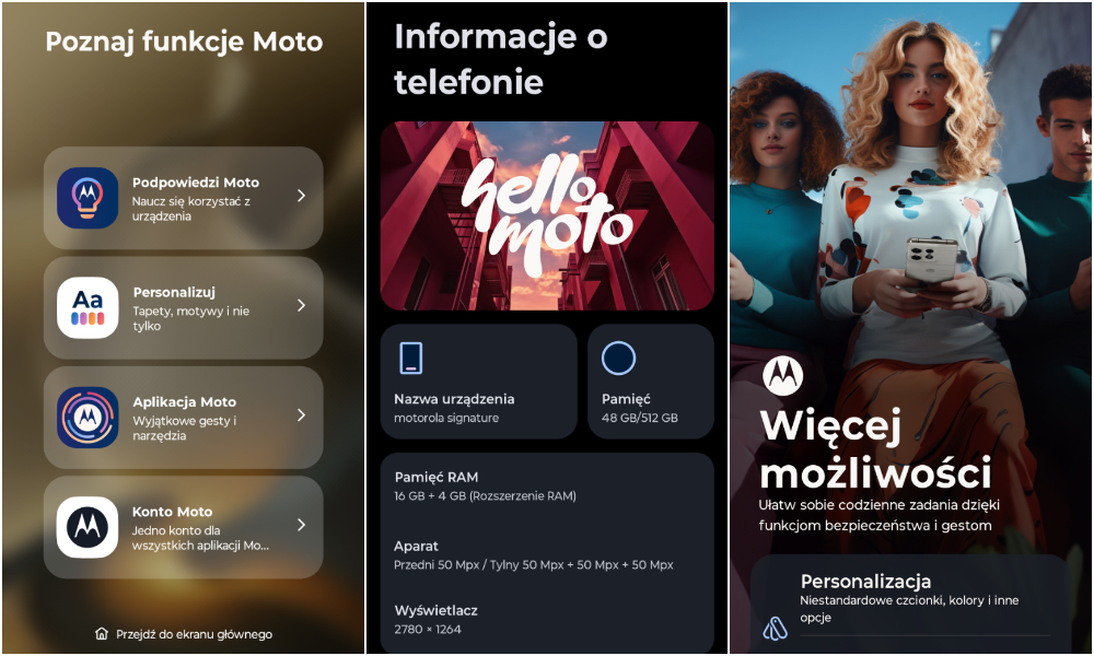 Przydatne funkcje moto ai w Motoroli Signature i dane techniczne.