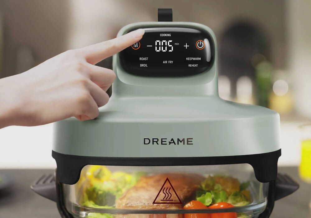 Air fryer ze szklaną misą i wyświetlaczem LED