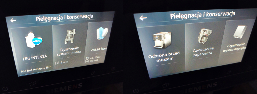 ekran konserwacji ekspres siemens eq700
