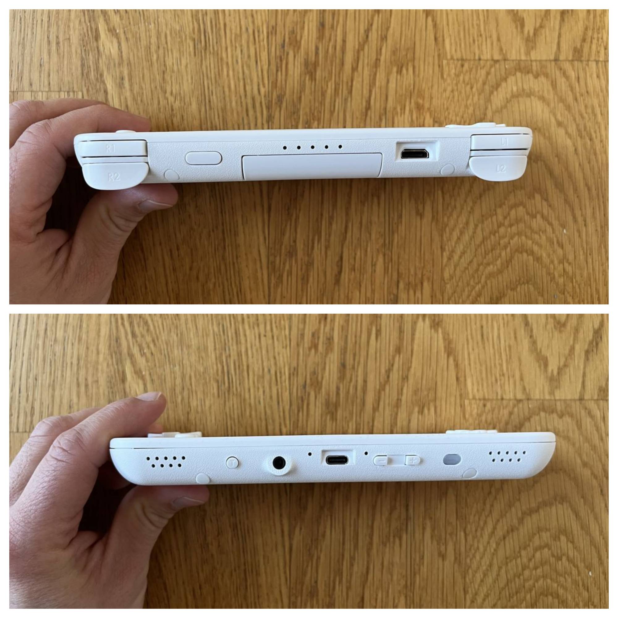 Evercade EXP ma sporo przycisk&oacute;w. Na froncie, poza padem kierunkowym (D-padem), przyciskami funkcyjnymi i tym służącym do otwierania menu, znajdują się r&oacute;wnież dodatkowe przyciski A i B aktywne tylko w przypadku włączenia trybu Tate (o kt&oacute;rym więcej napiszę w dalszej części recenzji Evercade EXP). 