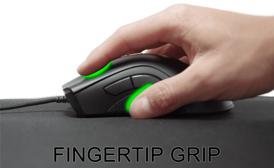 sposób trzymania myszki fingertip grip
