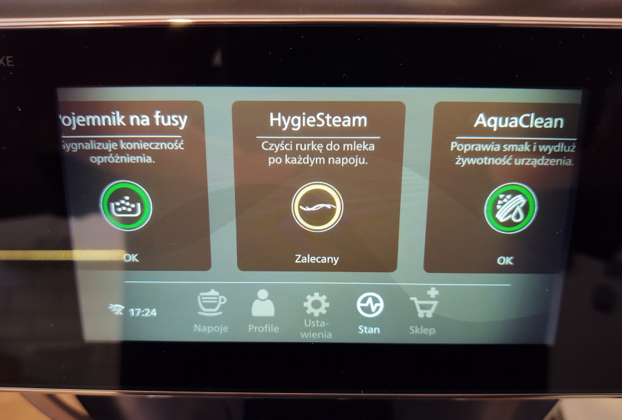 saeco granaroma hygiesteam ekran