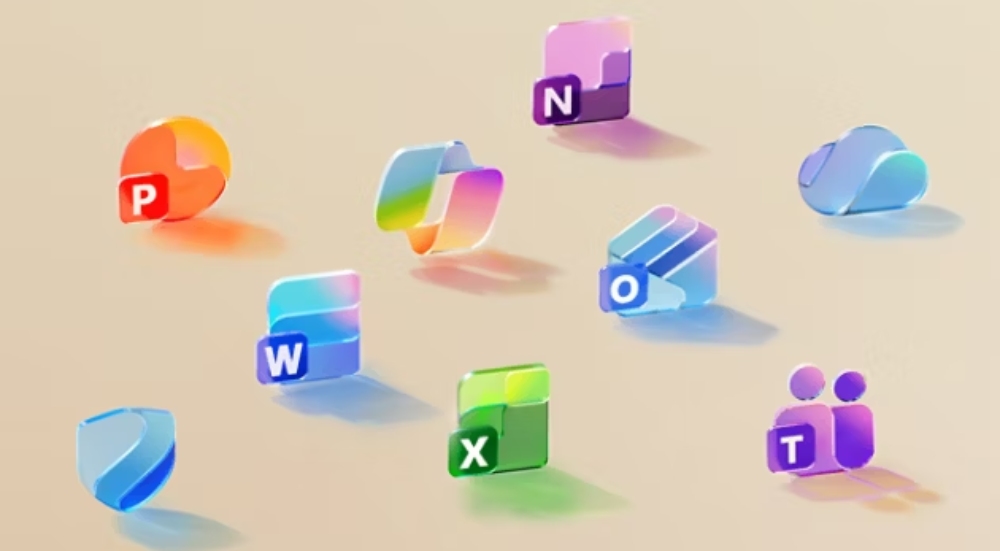 copilot w windows - grafiki ikon programów, np. Word, Excel, Teams