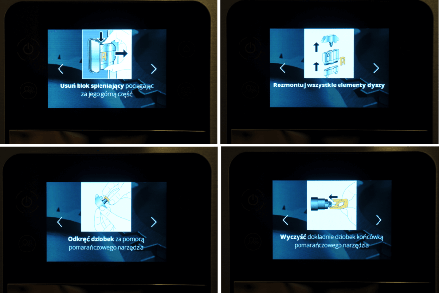 instrukcje wyświetlane na ekranie