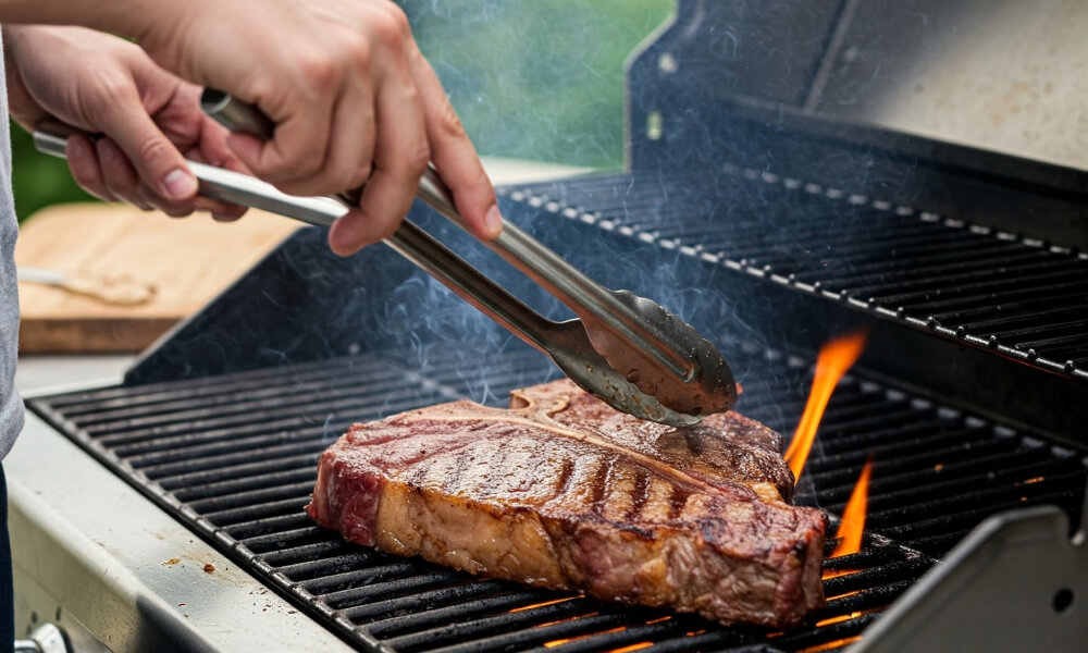 grill gazowy kark&oacute;wka stek