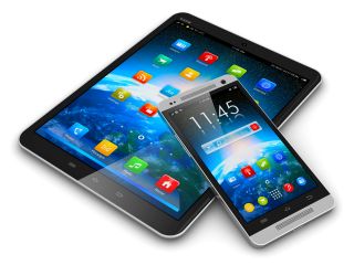 Tablet i smartfon na białym tle