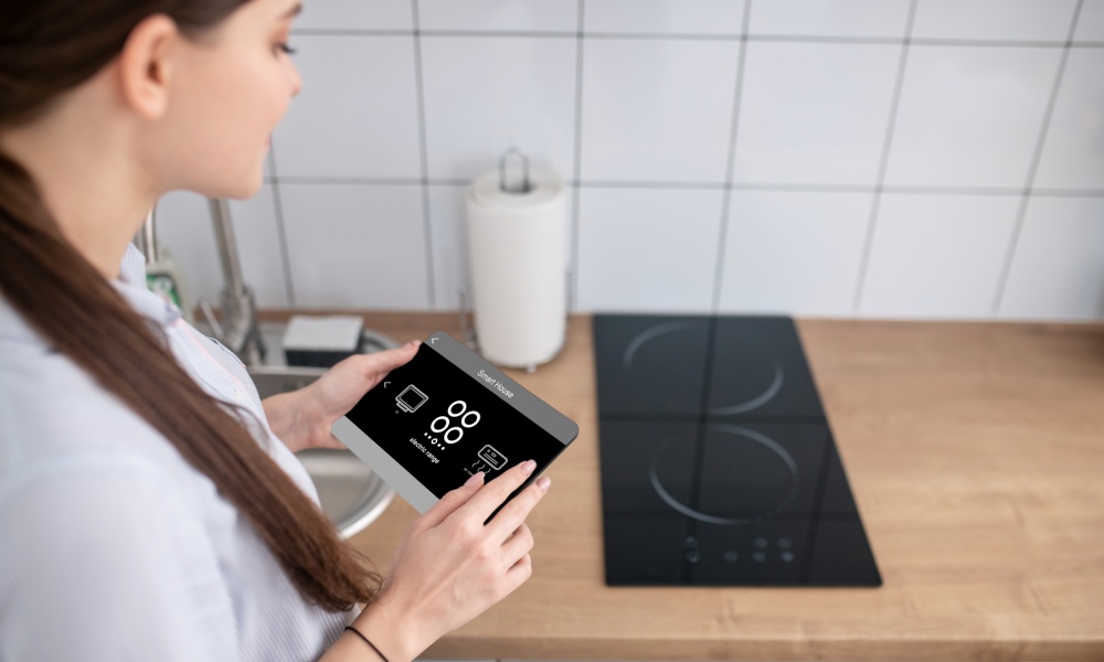 mała kuchnia z minipłytą indukcyjną