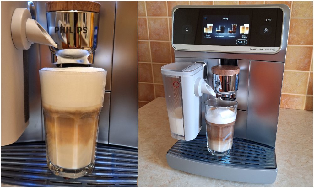 Kawa z mleczną pianką z automatycznego ekspresu Philips 8000 LatteGo Pro Café Aromis EP8757/20