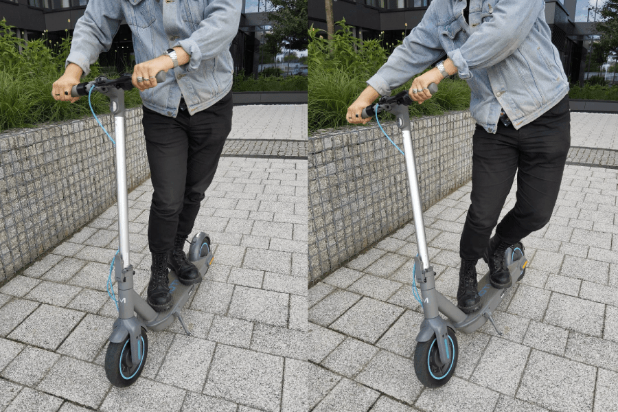 Jeśli chodzi o samą jazdę, to hulajnoga ma kilka trybów. Eco (do 5 km/h), Drive (do 15 km/h) oraz Sport (do 20 km/h), które można zmieniać zarówno w aplikacji, jak i na samej hulajnodze za pomocą przycisku głównego. 