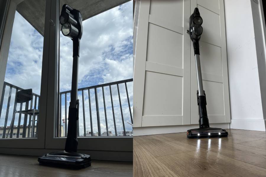 Do odkurzacza dołączono pojemnik na kurz z systemem potrójnej filtracji, który wystarczy odczepić, a następnie zdjąć pokrywę i opróżnić.