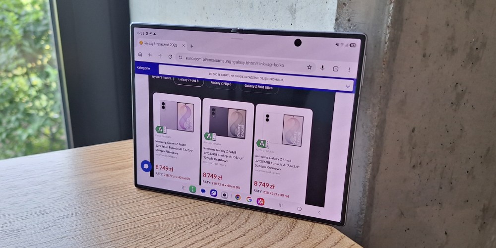 łatwe przeglądanie stron internetowych i aplikacji w nowym Z Fold8.