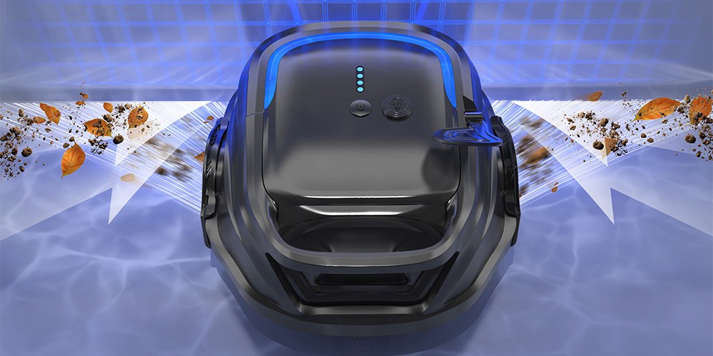 robot do basenu wybot a1 zbiera liście na dnie basenu
