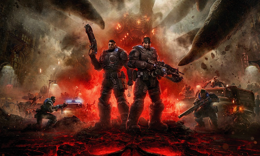 Marcus Fenix i Dominic Santiago podczas walki z Locustami w Gears of War: E-Day