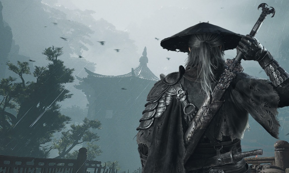 Soul z mieczem na tle orientalnej świątyni w Phantom Blade Zero