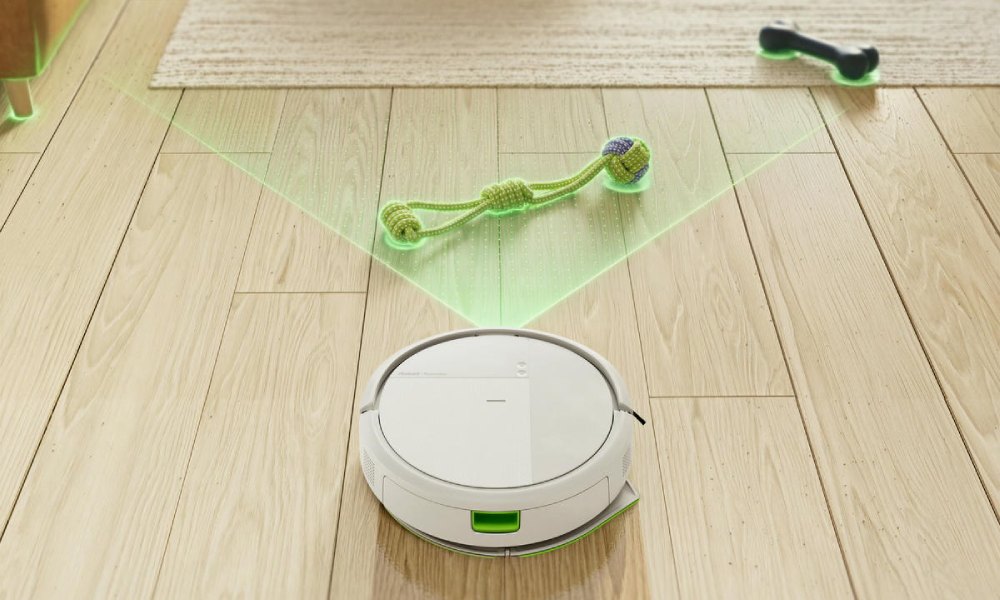 Robot sprzątający iRobot Roomba 115 Combo wykrywa laserem przeszkody na drodze