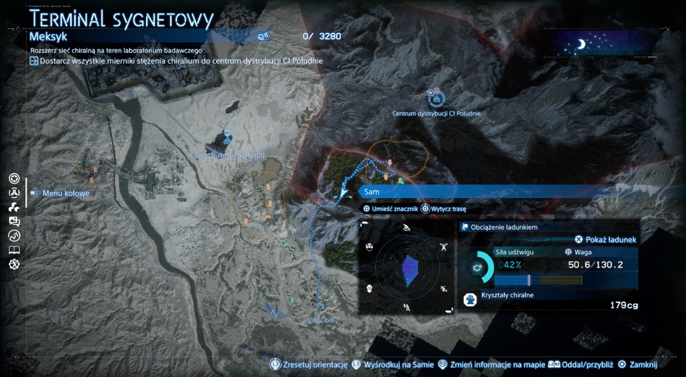 Death Stranding 2: On the Beach mapa interfejs