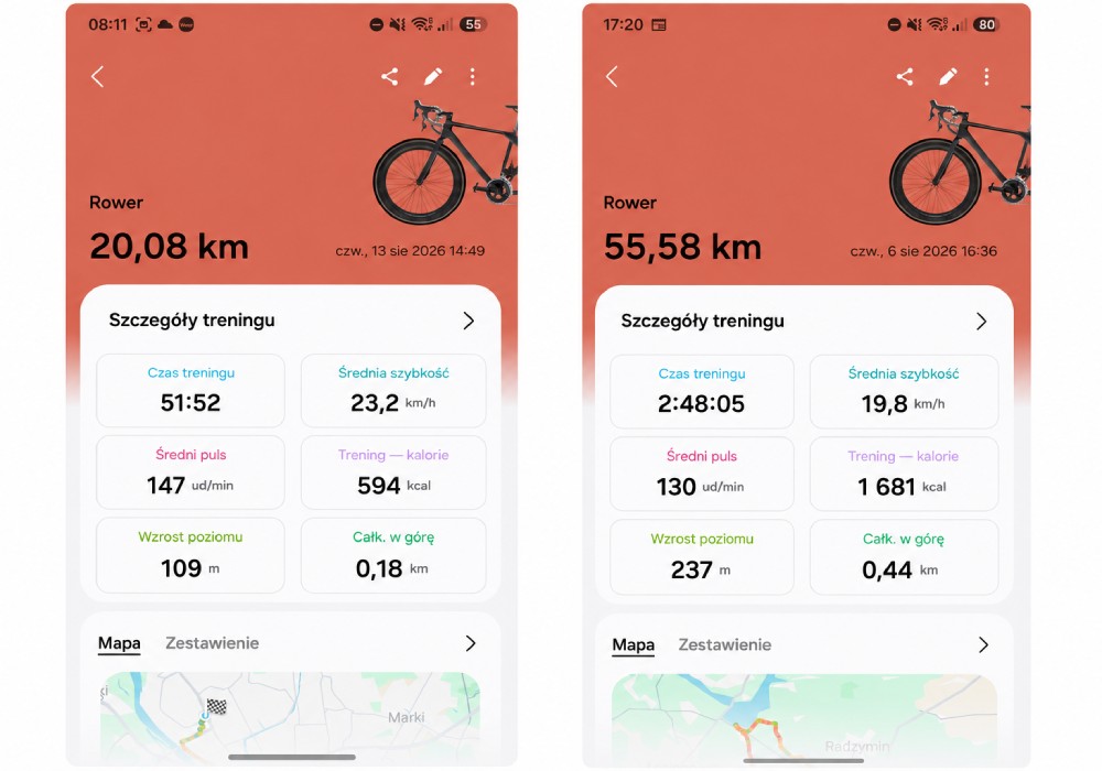 screeny z aplikacji Samsung Health