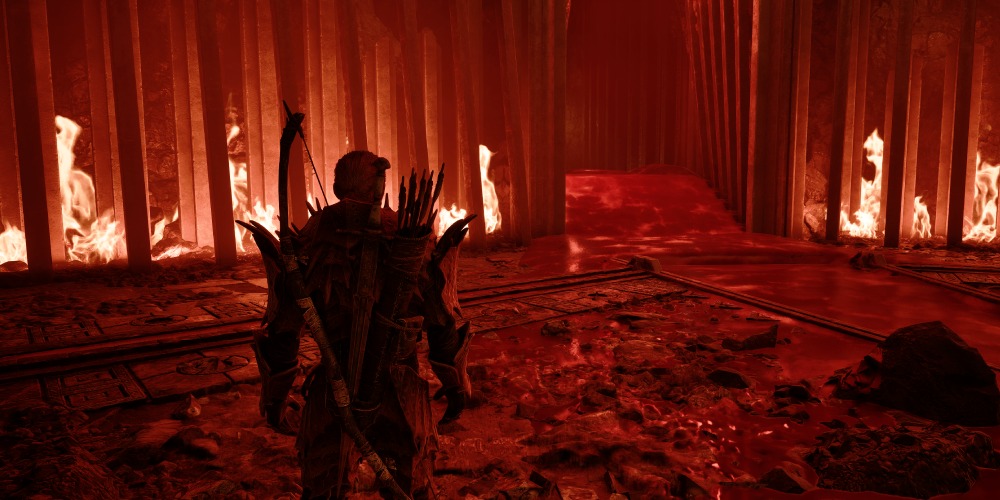 Płonąca komnata z magiczną lawą w Gothic 1 Remake