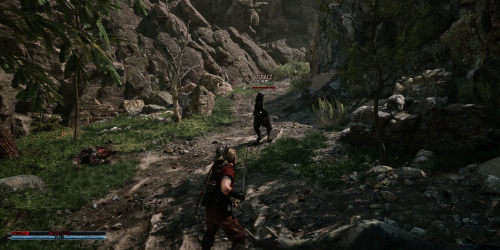 Walka z zębaczem na skalistej ścieżce w Gothic 1 Remake