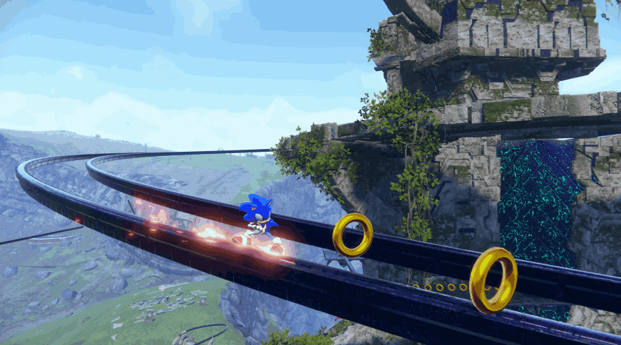 Sonic jeździ po rampie 
