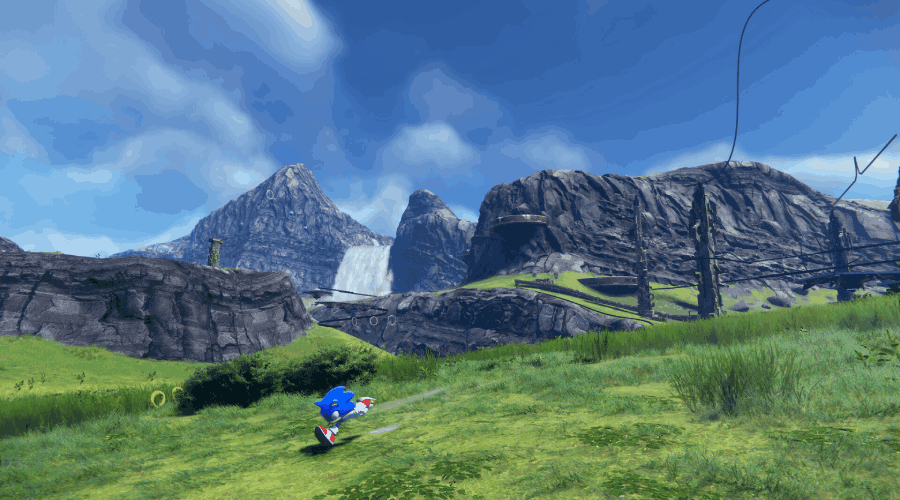 Sonic biega po trawie 