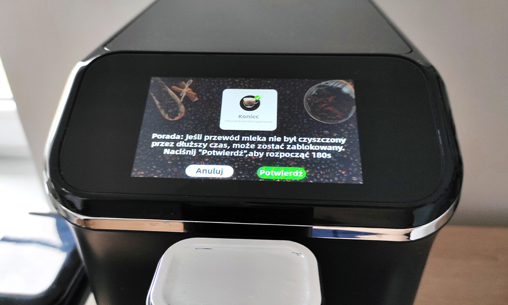 test ekspresu Raven EEC001  komunikaty na ekranie