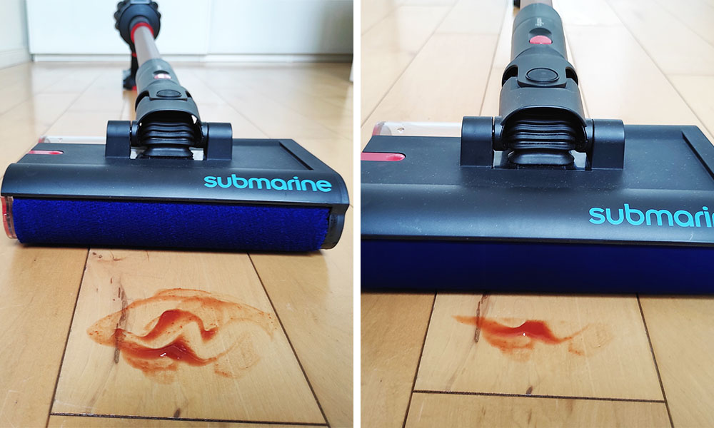 mycie plamy z ketchupu odkurzaczem Dyson V16