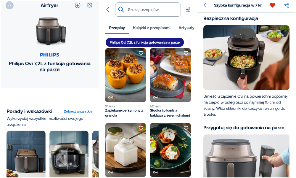 air fryer Philips Ovi NA547 - screeny z aplikacji