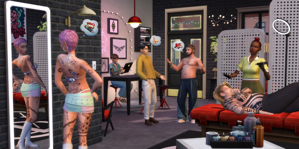 Studio tatuażu w The Sims 4 Dochodowe hobby