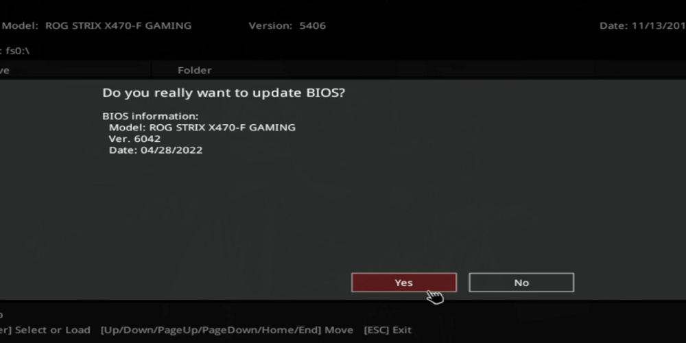 zrzut ekranu z UEFI płyty gł&oacute;wnej
