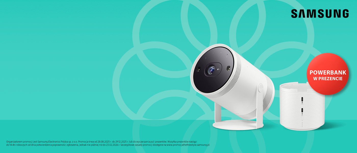 KV promocji Kup Samsung The Freestyle i odbierz powerback w prezencie od Samsung dostępnej w sklepach RTV Euro AGD.