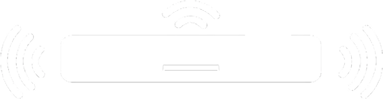 soundbar z falami dźwiękowymi po bokach i na górze.