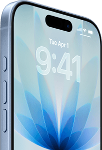 iPhone 17, przód urządzenia, kolor gołębi, Dynamic Island pośrodku, przyciski: przycisk czynności, głośności