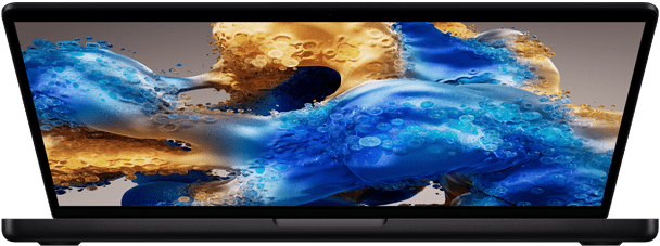 Lekko otwarty MacBook Pro z ekranem tętniącym kolorami