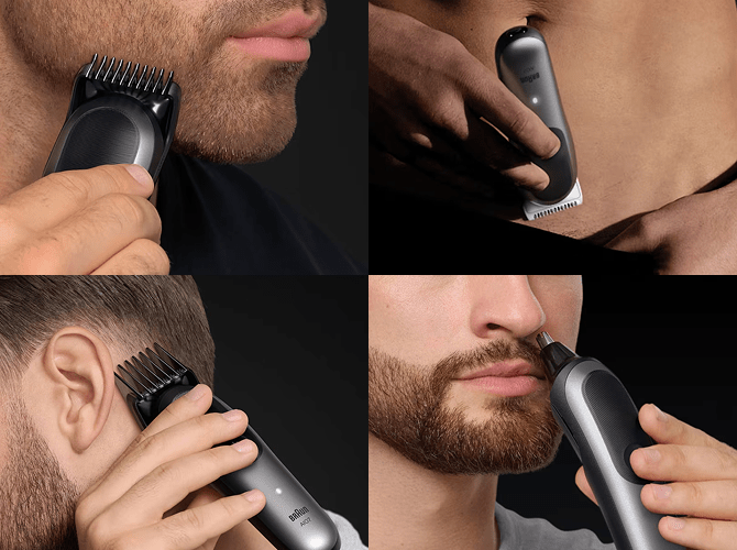 Dodatkowe nasadki umożliwiają wszechstronną i efektywną pielęgnację, nawet we wrażliwych i trudno dostępnych obszarach ciała.