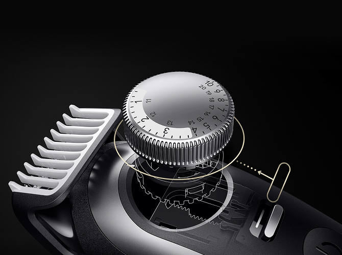 Precyzyjna podziałka i system blokady ustawień, zapewniają pełną kontrolę użytkowania i umożliwiają osiągnięcie perfekcyjnego stylu, bez żadnych pomyłek.