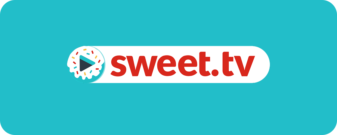 Turkusowa apla z logo Sweet.TV Turkusowa apla z logo Sweet.TV