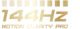 Złota ikona 144Hz Motion Clarity Pro, oznaczająca płynny obraz i wysoką częstotliwość odświeżania ekranu.